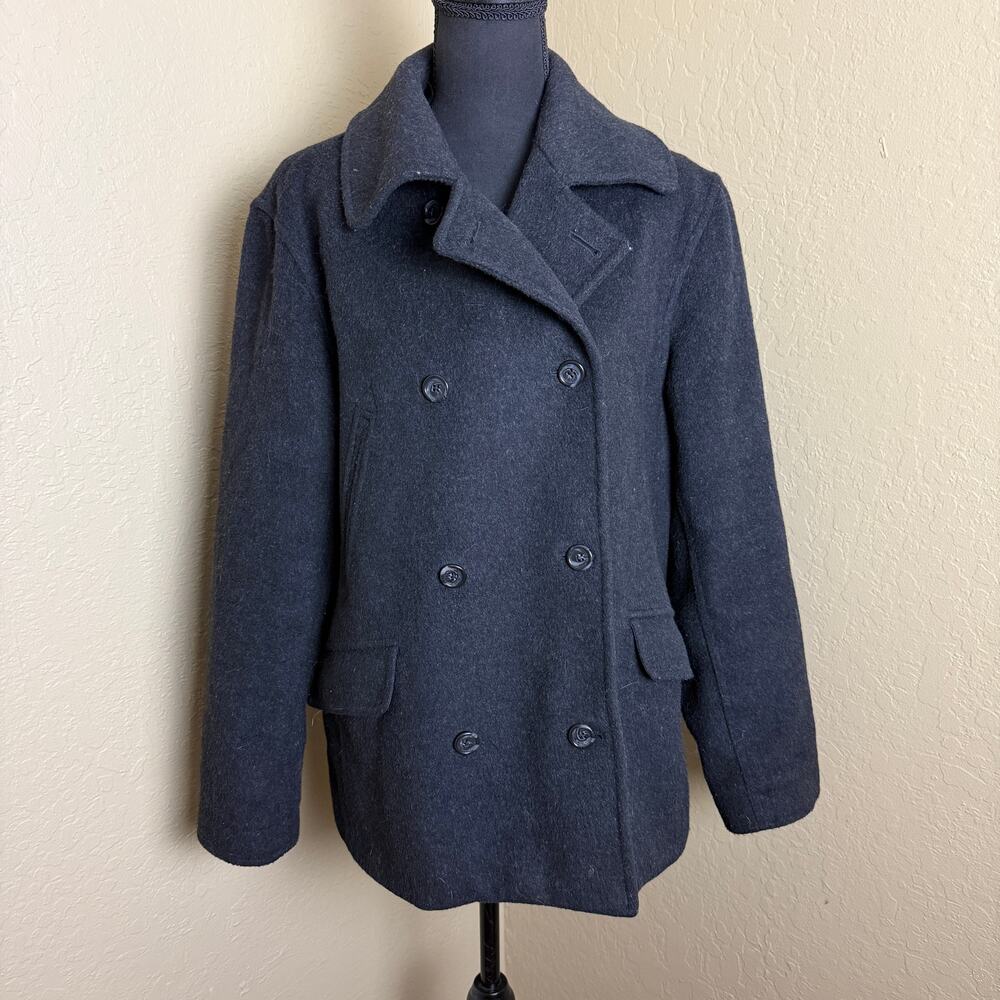 J.Crew Black Wool Blend Peacoat Jacket Double Breasted Women's Coat